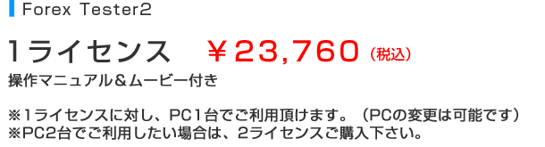 Forex Tester2の料金